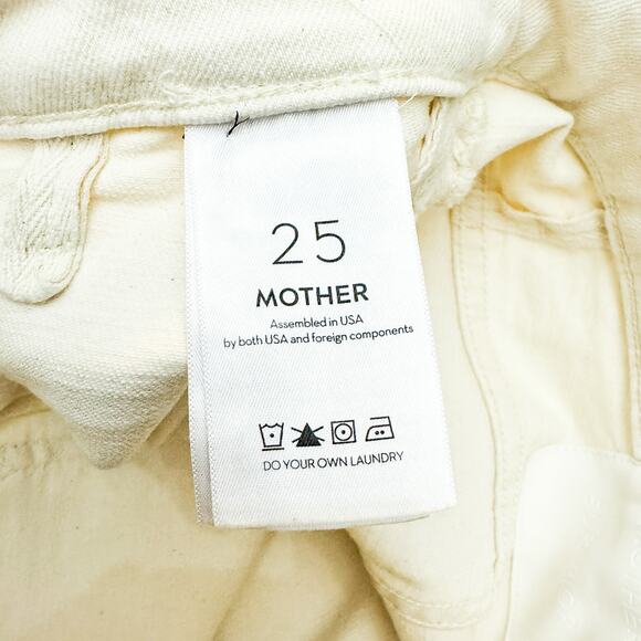 Mother Superior The Hustler Patch Pocket Flood Natural Cream Denim Jeans Size 25 - Picture 7 of 10